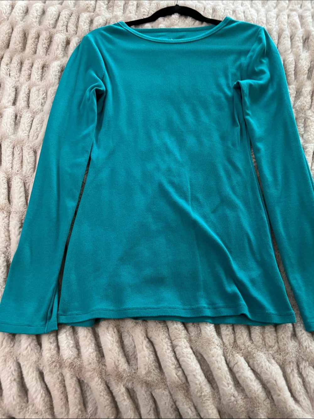 Kersh Long-Sleeve Boatneck Top in Teal Blue-Green